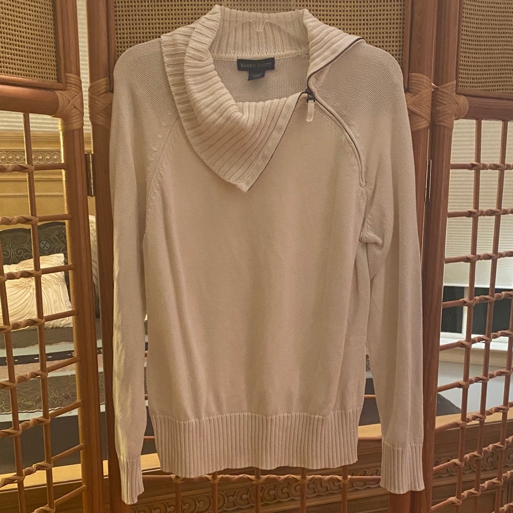 Karen Scott Cream Cowl Neck Sweater